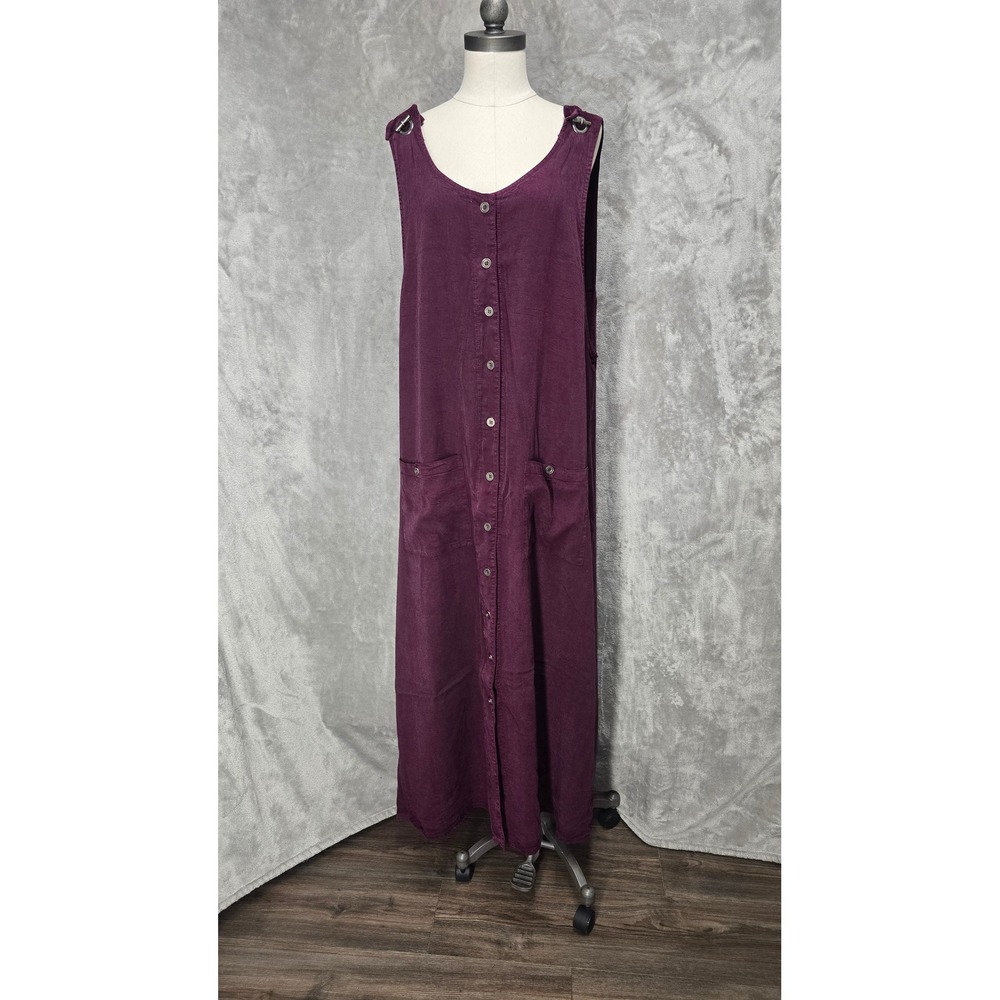 FROXX Women 1X Purple Tencel Rayon Button Front Maxi Dress Lagenlook Cottagecore